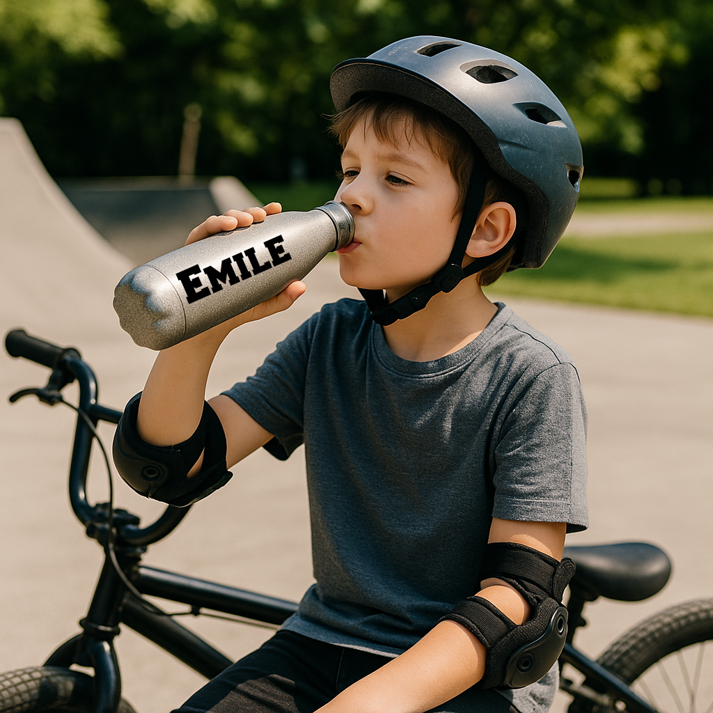 Gourde Isotherme Pailletée Argent Personnalisable 500 ml – Image 3