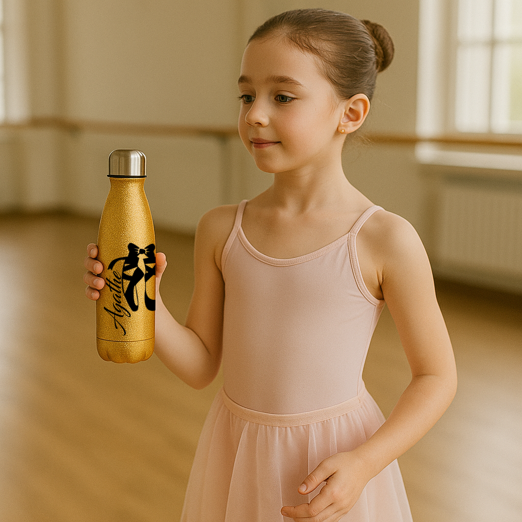 Gourde Isotherme Pailletée Doré Personnalisable 500 ml – Image 3